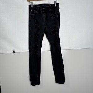 Aeropostale Women's High Rise jeggings Size‎ 8 Regular Black Denim Distressed